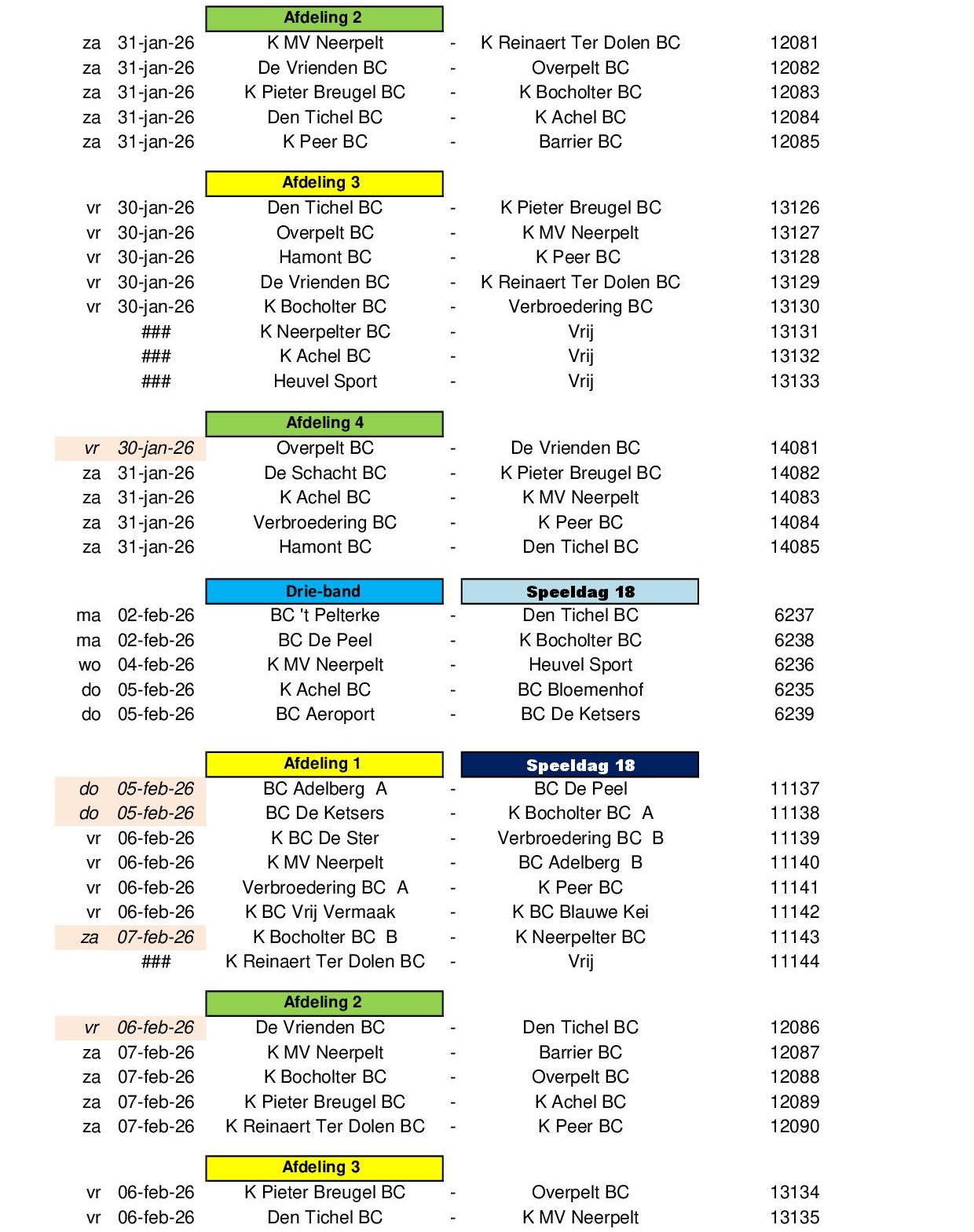 Competitie Kalender 2025 2026 12 augustus 202514 bis