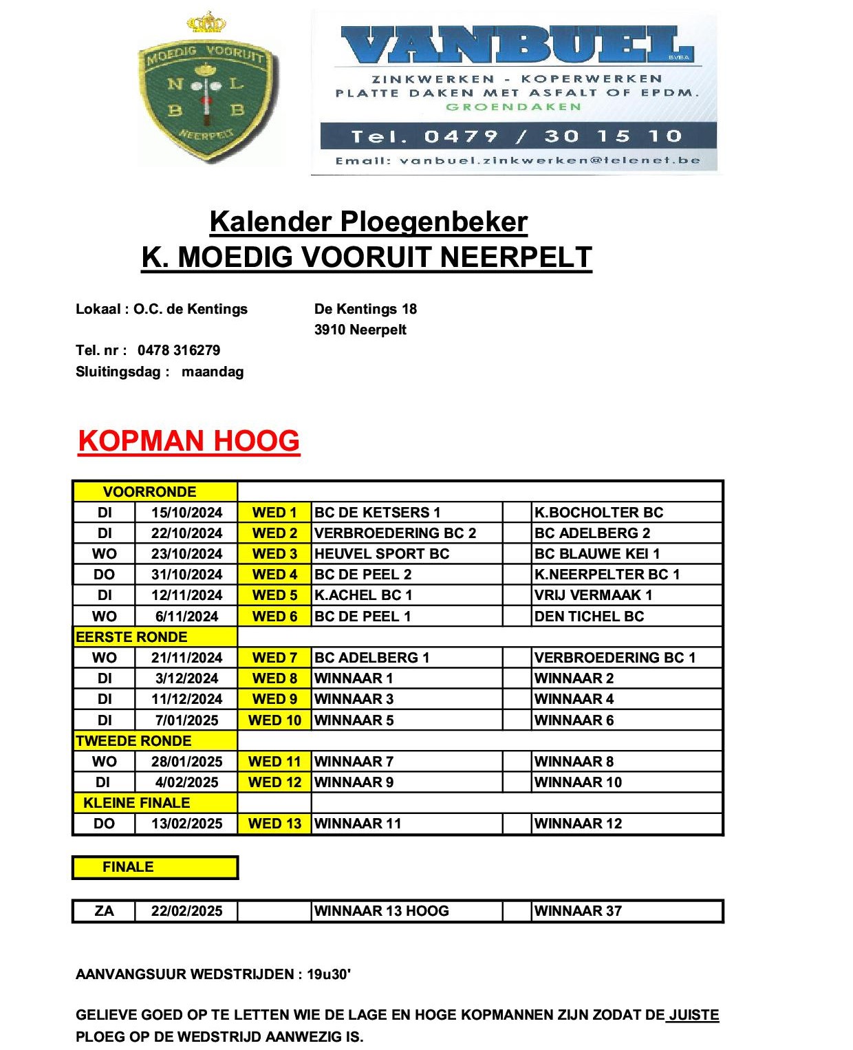 Kalender Ploegenbeker K MV kopman hoog 2024.20251